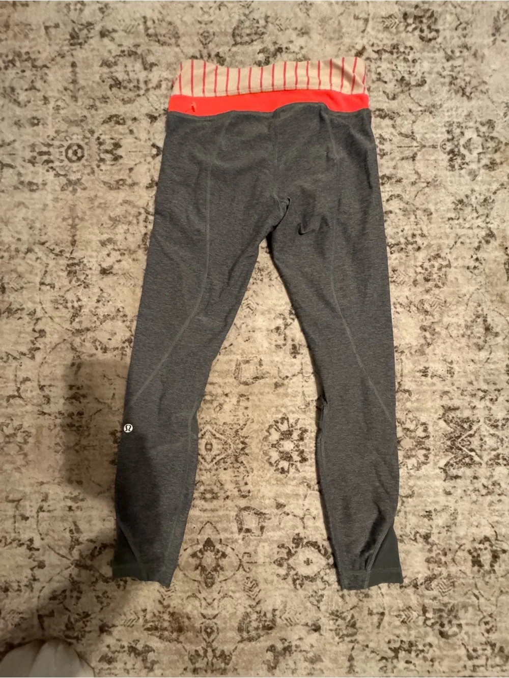 lululemon athletica Gray Leggings with Coral & Cream Waistband